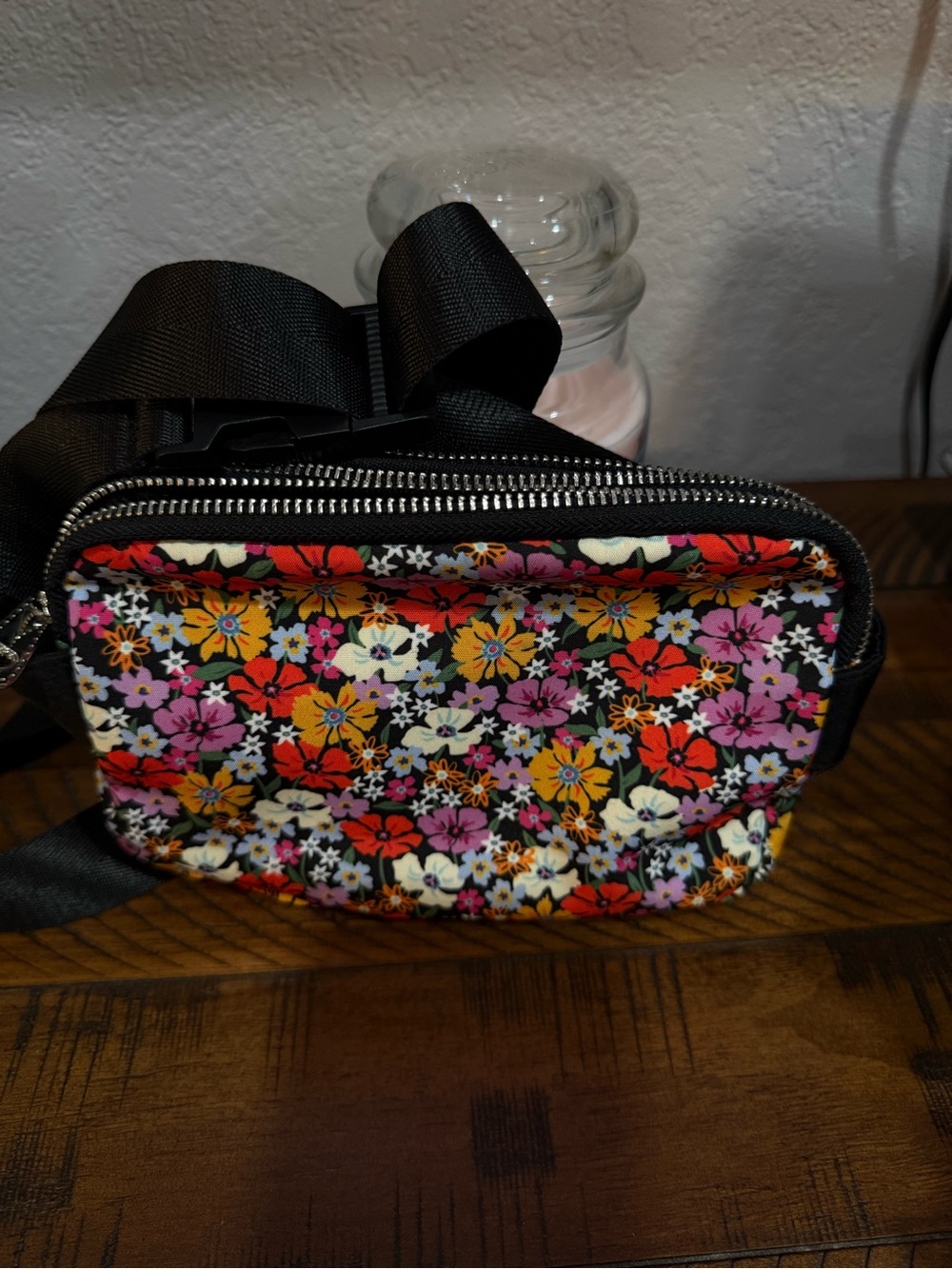 Brighton Floral Belt/Crossbody Bag - Black with Multi-Color Floral Print
